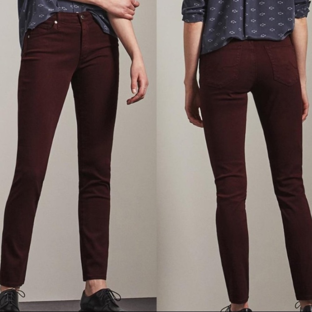AG Adrianno Goldschmied Deep Currant The Stilt Cigarette Leg Pants Size 29R